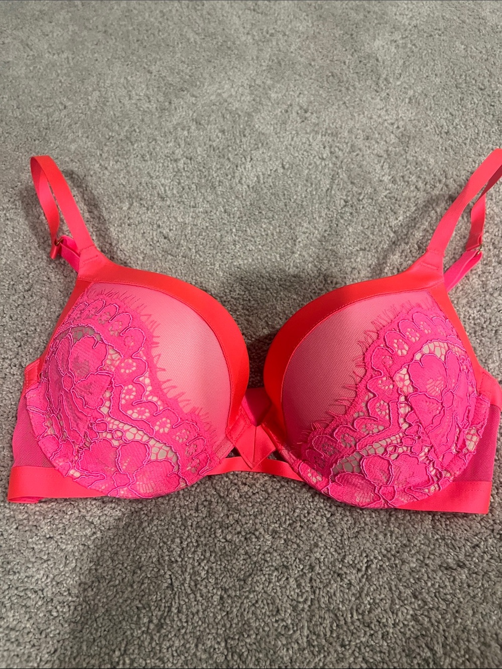 Victoria's Secret Neon Pink Lace Push-Up Bra